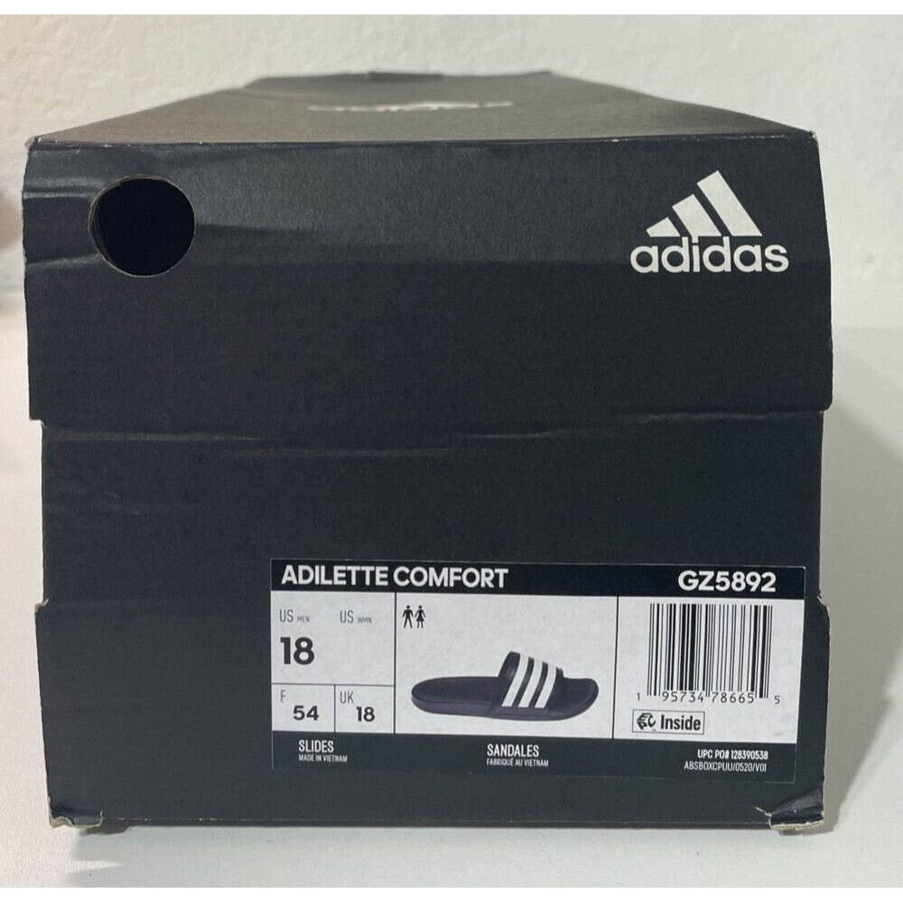 Brand New Mens Adidas Adilette Comfort Soft Slides Blue White GZ5892  Sz. 18